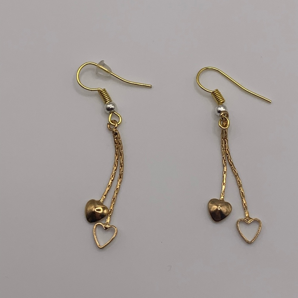 Gold Heart Dangle Earrings